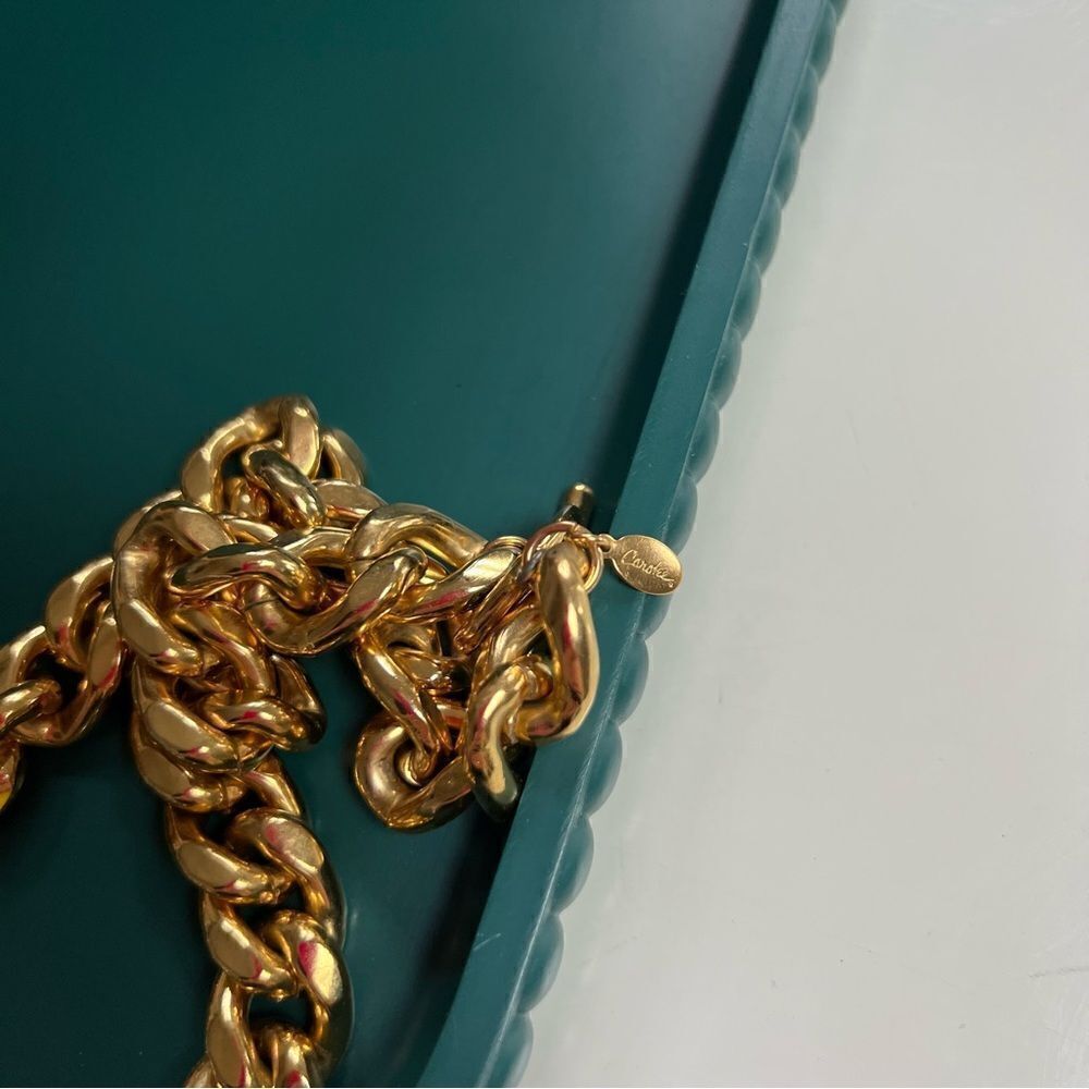 Vintage 1960s Carolee Gold Plated Chunky Curb Chain Link Toggle Clasp Necklace - Picture 7 of 8